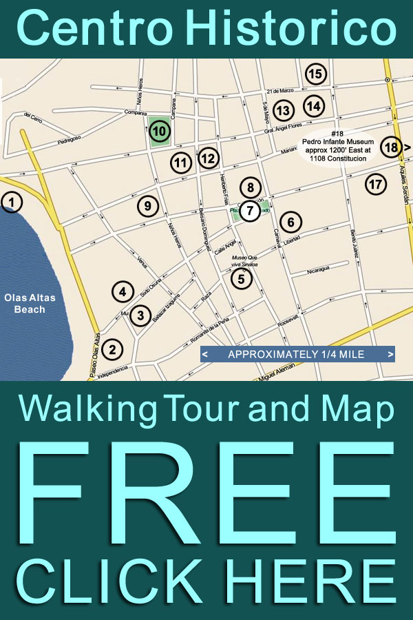 Download a free Mazatlan Centro Historico walking tour map and tourist guide