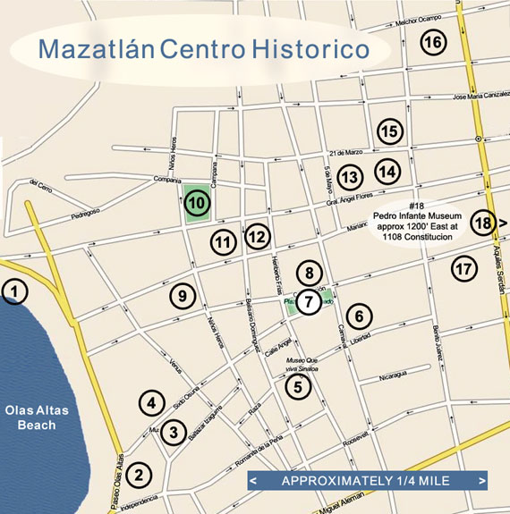 2017 Mazatlan Centro Historico Walking Tour Map