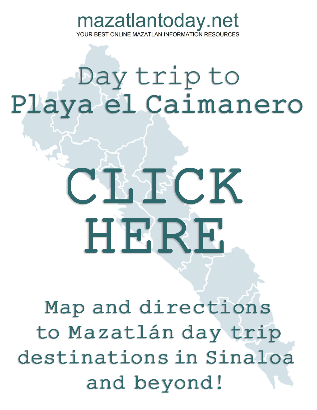 Download free Mazatlan - Playa el Caimanero day trip map and directions