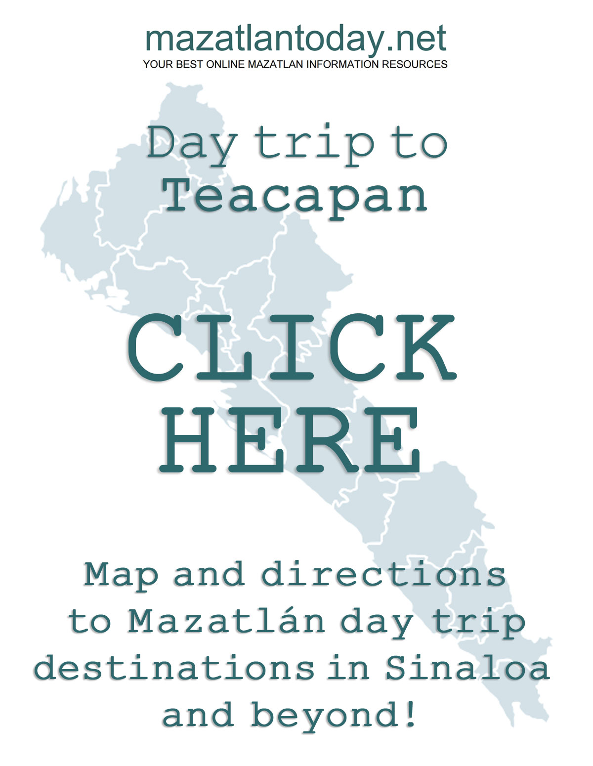 Download free Mazatlan - Teacapan day trip map and directions