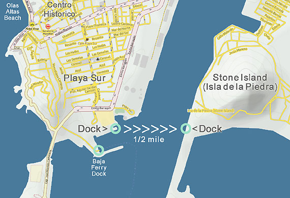 Map to the Stone Island - Isla de la Piedra ferry