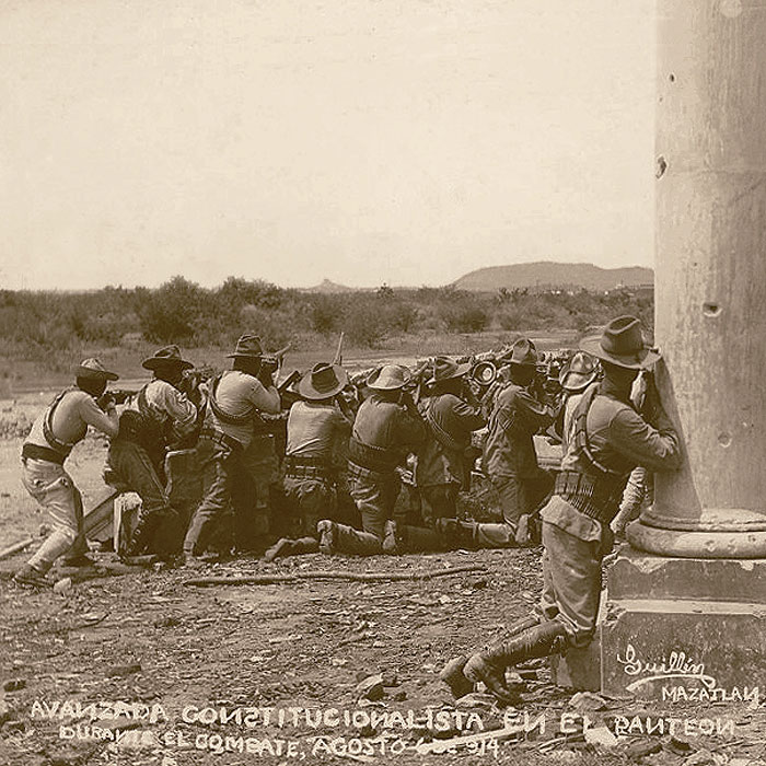 Constutionalist soldiers in the Mazatlan Panteon, August 6, 1914