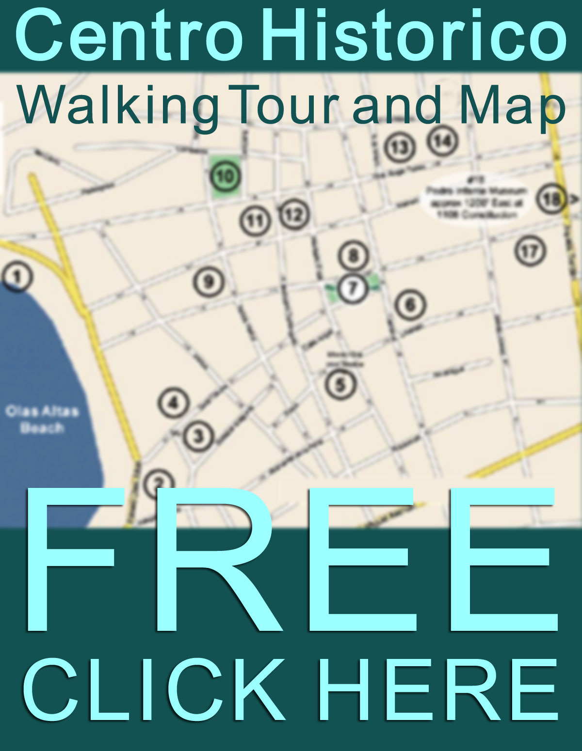Download free Mazatlan Centro Historico walking tour map