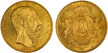 20 Mexican peso cold coin 1866
